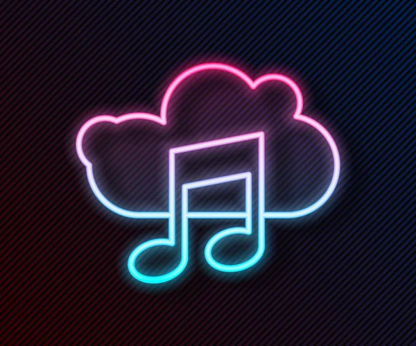 Glowing Neon Line Music Streaming Service Icon Isolated Black Background — Stock Vector