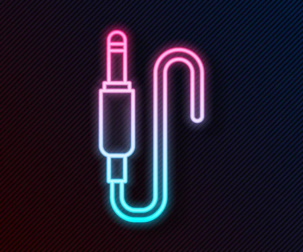 Leuchtendes Neon Line Audio Jack Icon Isoliert Auf Schwarzem Hintergrund — Stockvektor