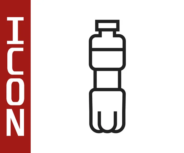 Black Line Bottle Water Icon Isolated White Background Soda Aqua — Stock Vector