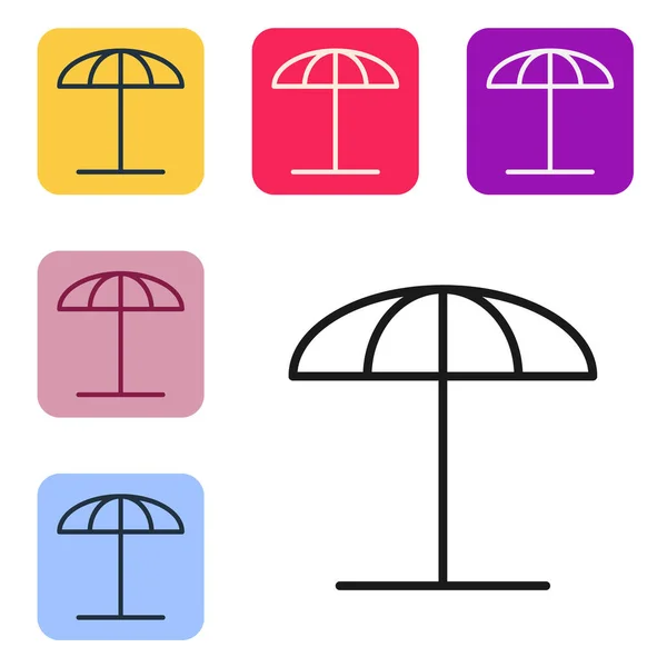 Ligne Noire Parapluie Protection Solaire Pour Icône Plage Isolé Sur — Image vectorielle