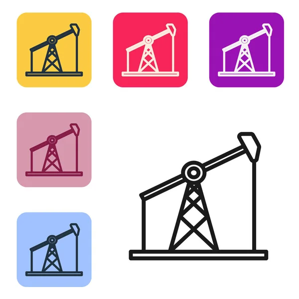 Черная Линия Нефтяной Насос Значок Насоса Разъем Изолирован Белом Фоне — стоковый вектор