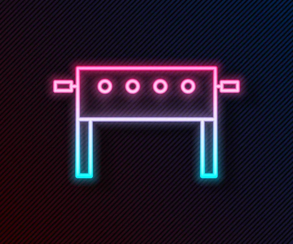 Leuchtendes Neonfarbenes Tischsymbol Isoliert Auf Schwarzem Hintergrund Vektorillustration — Stockvektor