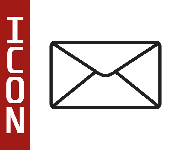 Zwarte Lijn Envelop Pictogram Geïsoleerd Witte Achtergrond Mailbericht Letter Symbool — Stockvector