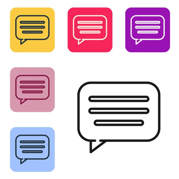 Black Line Speech Bubble Chat Icon Isolated White Background Message — Stock Vector