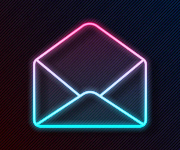 Gloeiende Neon Lijn Envelop Pictogram Geïsoleerd Zwarte Achtergrond Mailbericht Letter — Stockvector