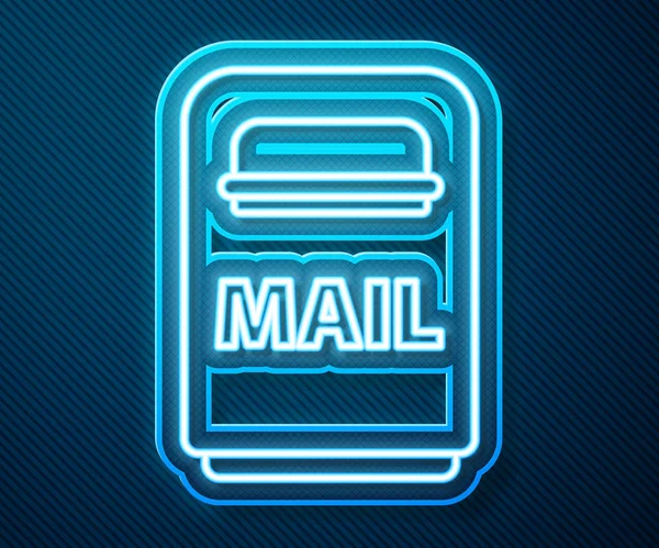Gloeiende Neon Lijn Mail Box Icoon Geïsoleerd Blauwe Achtergrond Een — Stockvector