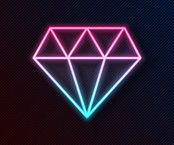 Leuchtendes Neon Line Diamond Symbol Isoliert Auf Schwarzem Hintergrund Schmuck — Stockvektor