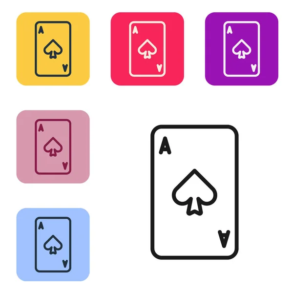 Schwarze Linie Spielkarte Mit Pik Symbol Auf Weißem Hintergrund Casino — Stockvektor