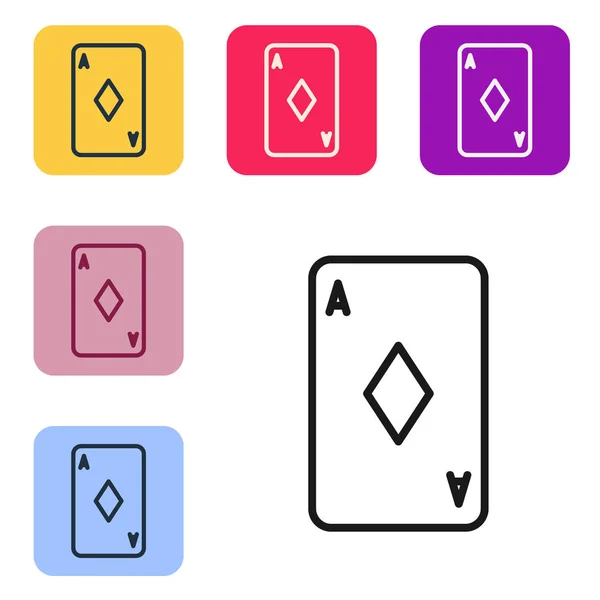 Black Line Playing Card Diamonds Symbol Icon Isolated White Background — Stock Vector