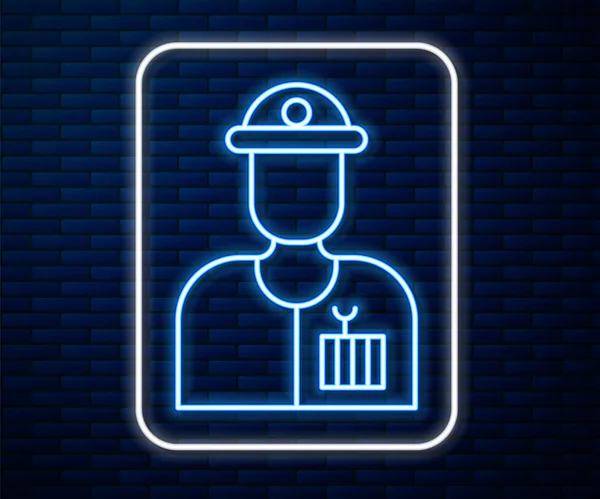 Gloeiende Neon Lijn Plumber Pictogram Geïsoleerd Baksteen Muur Achtergrond Vector — Stockvector