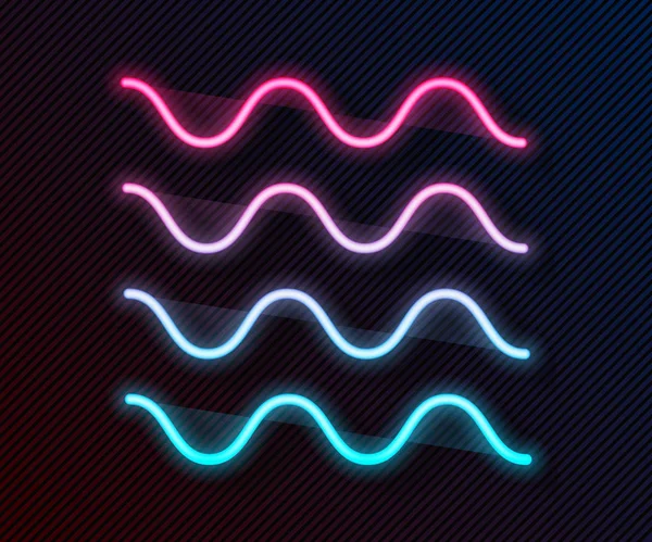 Gloeiende Neon Lijn Wave Pictogram Geïsoleerd Zwarte Achtergrond Vector Illustratie — Stockvector