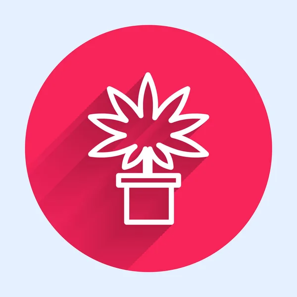 Ligne Blanche Marijuana Médicale Plante Cannabis Pot Icône Isolée Avec — Image vectorielle