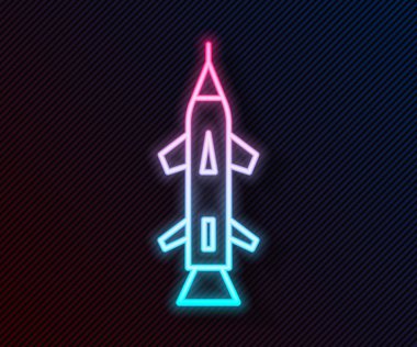 Parlayan neon çizgisi simgesi siyah arkaplanda izole edildi. Vektör İllüstrasyonu