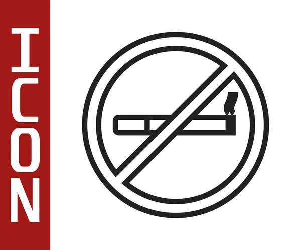 Svart Linje Rökning Ikon Isolerad Vit Bakgrund Cigarettsymbol Vektor Illustration — Stock vektor