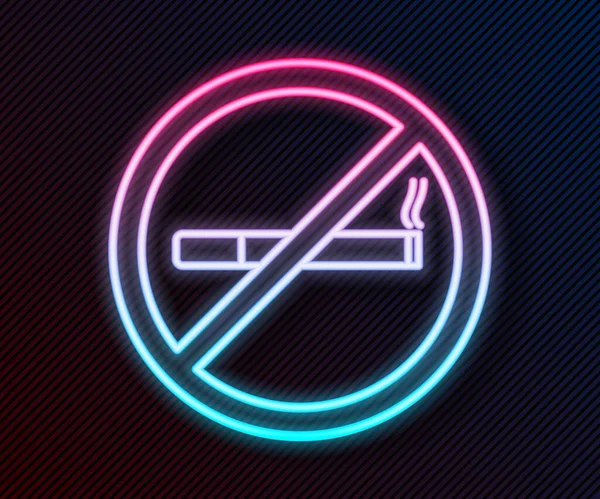 Glowing Neon Line Smoking Icon Isolated Black Background Cigarette Symbol — Stock Vector
