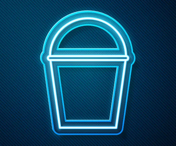 Glowing Neon Line Fire Bucket Icon Isolated Blue Background Metal — Stock Vector
