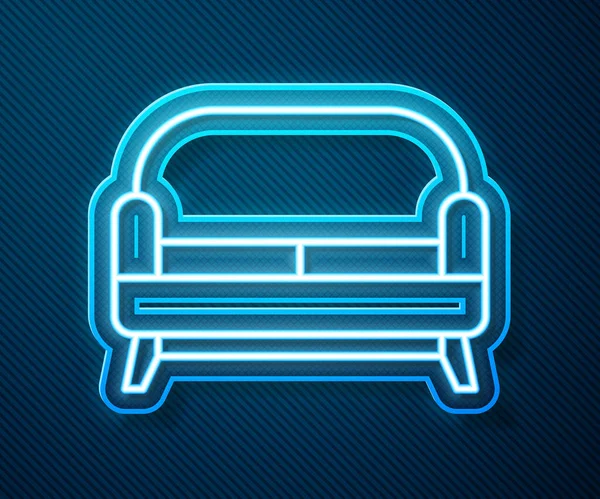 Gloeiende Neon Lijn Sofa Icoon Geïsoleerd Blauwe Achtergrond Vector Illustratie — Stockvector