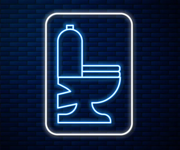 Gloeiende Neon Lijn Toiletpot Pictogram Geïsoleerd Baksteen Muur Achtergrond Vector — Stockvector