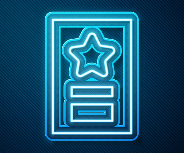 Ligne Lumineuse Néon Icône Carte Voeux Isolé Sur Fond Bleu — Image vectorielle