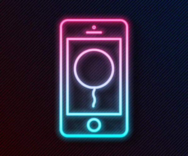 Ragyogó Neon Vonal Mobiltelefon Születésnapi Üzenet Ikon Elszigetelt Fekete Alapon — Stock Vector