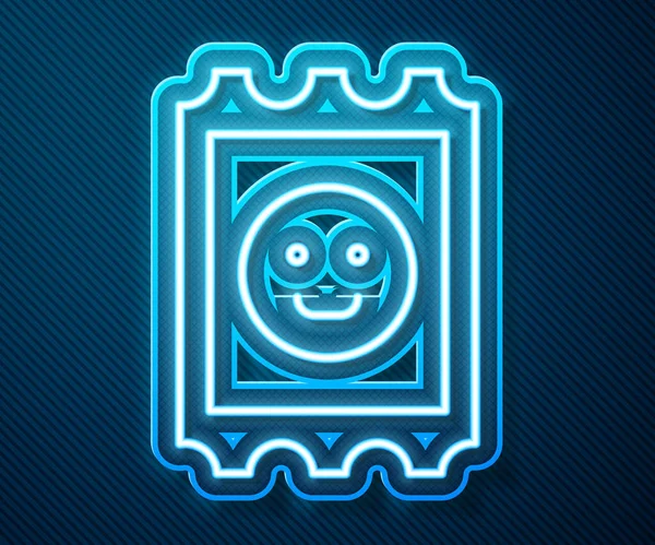 Glowing Neon Line Lsd Acid Mark Icon Isolated Blue Background — Stock Vector