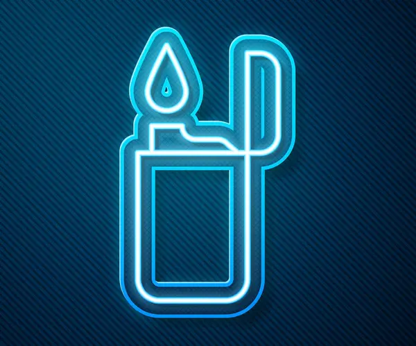 Leuchtende Leuchtlinien Feuerzeug Symbol Isoliert Auf Blauem Hintergrund Vektorillustration — Stockvektor