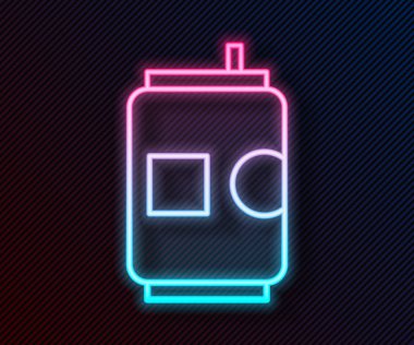Parlayan neon hattı bira siyah arkaplanda izole edilebilir. Vektör İllüstrasyonu