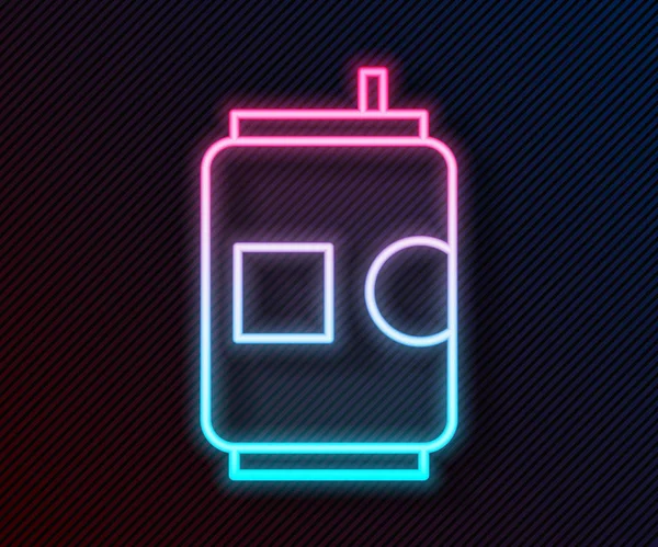 Glowing Neon Line Beer Can Icon Isolated Black Background Vector — Stock Vector