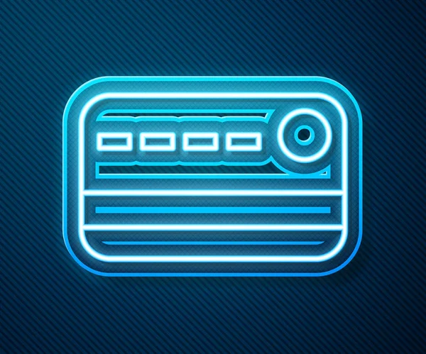 Gloeiende Neon Lijn Creditcard Pictogram Geïsoleerd Blauwe Achtergrond Online Betaling — Stockvector