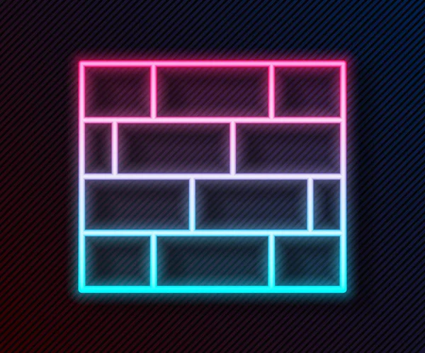 Glowing Neon Line Bricks Icon Isolated Black Background Vector Illustration — Stock Vector