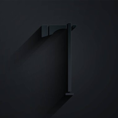 Kağıt kesiği Amerikan Tomahawk balta ikonu siyah arka planda izole. Kağıt sanatı tarzı. Vektör İllüstrasyonu