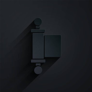 Kağıt kesiği Kararname, kağıt, parşömen, parşömen simgesi siyah arkaplanda izole edilmiş. Çin parşömeni. Kağıt sanatı tarzı. Vektör İllüstrasyonu