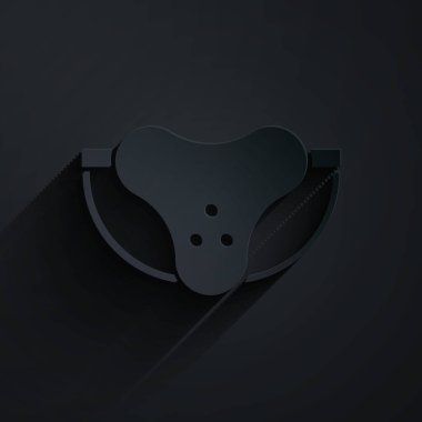 Kağıt kesiği Koruyucu spor süspansuvar ikonu siyah arka planda izole edildi. Kağıt sanatı tarzı. Vektör İllüstrasyonu