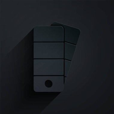 Kağıt kesiği Palet simgesi siyah arkaplanda izole edildi. Kağıt sanatı tarzı. Vektör İllüstrasyonu