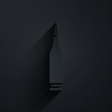 Kağıt kesiği kurşun ikonu siyah arkaplanda izole edilmiş. Kağıt sanatı tarzı. Vektör İllüstrasyonu