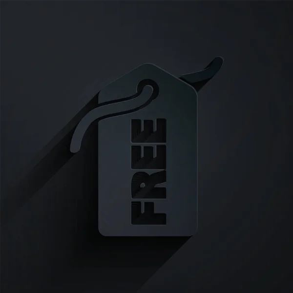 Χάρτινο Κόψιμο Price Tag Επιγραφή Free Icon Isolated Black Background — Διανυσματικό Αρχείο