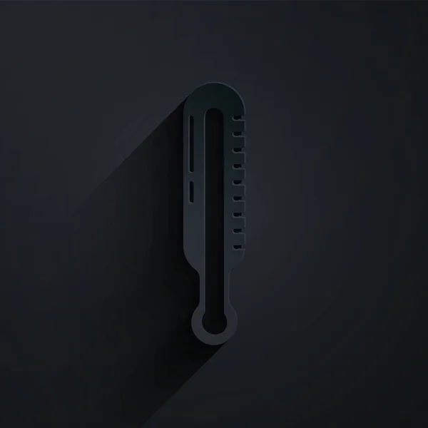 Метеорологический Термометр Измеряющий Иконку Черном Фоне Термометр Показывает Жаркую Холодную — стоковый вектор
