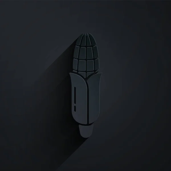 Papier Découpé Icône Maïs Isolé Sur Fond Noir Style Art — Image vectorielle