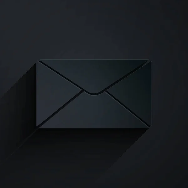 Icône Enveloppe Coupe Papier Isolée Sur Fond Noir Message Électronique — Image vectorielle
