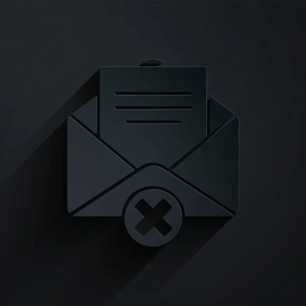 Papier Découpé Supprimer Icône Enveloppe Isolée Sur Fond Noir Supprimer — Image vectorielle