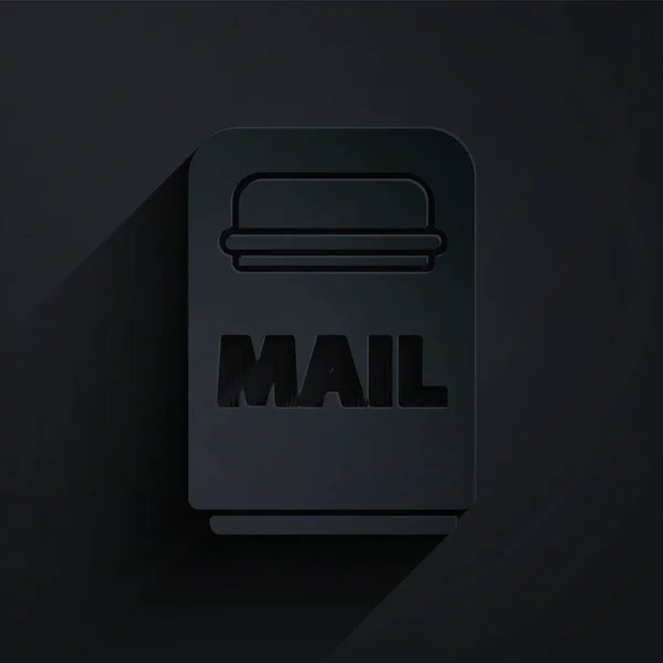 Briefkastensymbol Aus Papier Isoliert Auf Schwarzem Hintergrund Briefkastensymbol Briefkasten Mast — Stockvektor