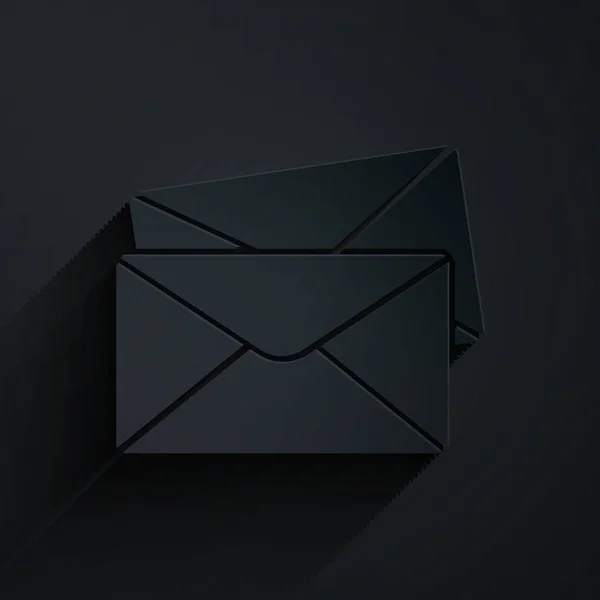 Иконка Оболочки Бумаги Изолирована Черном Фоне Символ Письма Электронной Почты — стоковый вектор