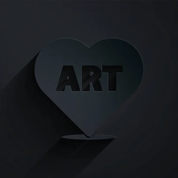 Papiergeschnittenes Herz Mit Textkunstsymbol Isoliert Auf Schwarzem Hintergrund Papierkunst Vektorillustration — Stockvektor