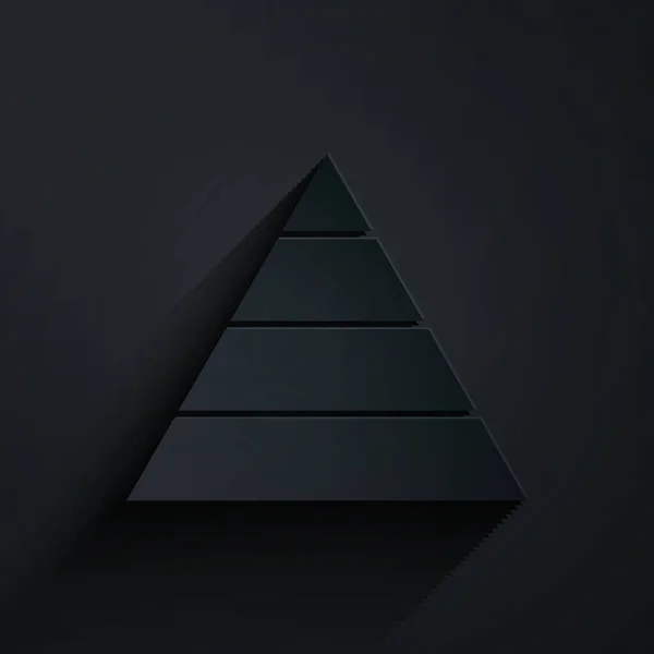 剪纸企业金字塔图信息图形图标孤立在黑色背景 Pyramidal阶段图元素 造纸艺术风格 病媒图解 — 图库矢量图片