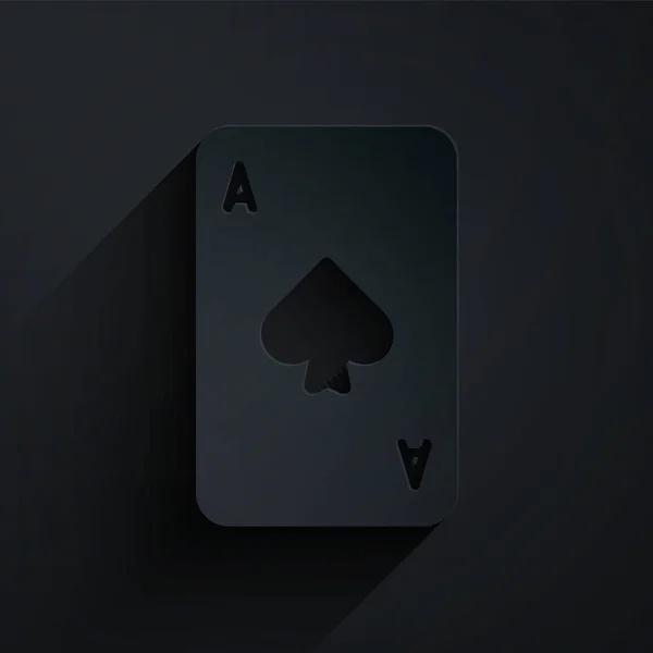 Corte Papel Playing Card Spades Symbol Icon Isolated Black Background —  Vetores de Stock