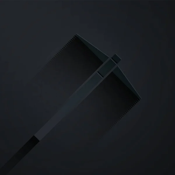 Papier Découpé Icône Pickaxe Isolé Sur Fond Noir Style Art — Image vectorielle