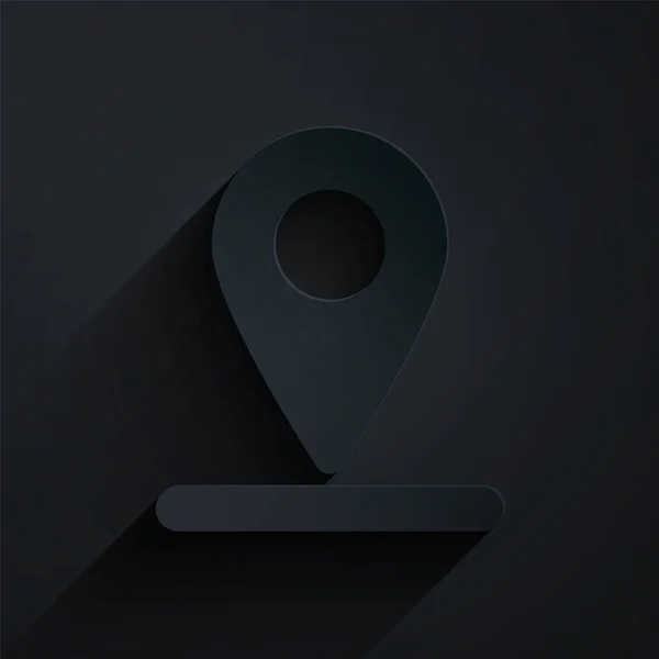 Pin Symbol Papierform Isoliert Auf Schwarzem Hintergrund Navigation Zeiger Standort — Stockvektor