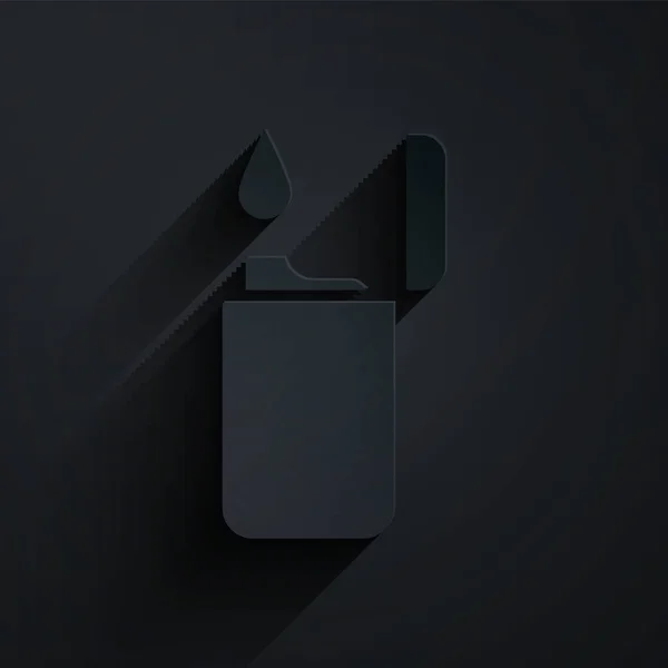 Papierschnitt Leichteres Symbol Isoliert Auf Schwarzem Hintergrund Papierkunst Vektorillustration — Stockvektor