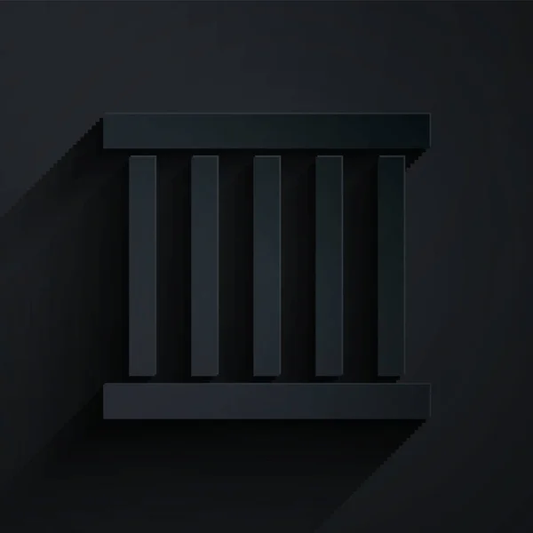 Papiergeschnittenes Gefängnisfenster Symbol Isoliert Auf Schwarzem Hintergrund Papierkunst Vektorillustration — Stockvektor