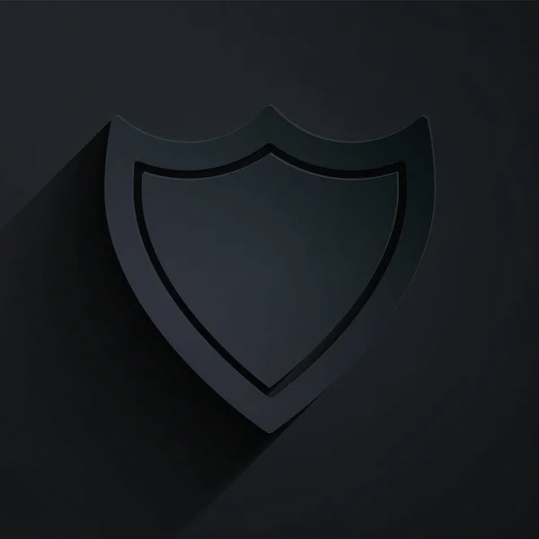 Řez Papíru Ikona Štítu Izolované Černém Pozadí Strážní Znak Zabezpečení — Stockový vektor